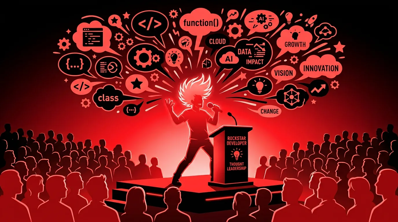 Developer building thought leadership through writing and speaking at industry events