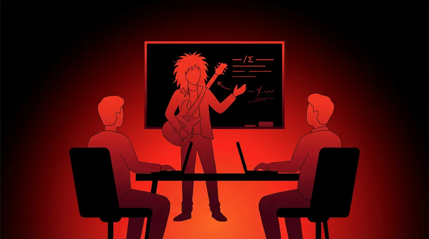 Rockstar developer presenting at a whiteboard to colleagues