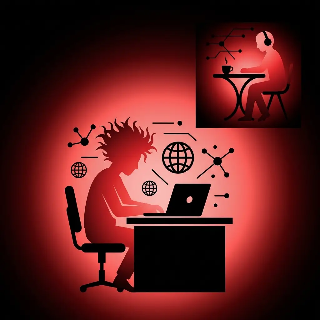 Rockstar developer working remotely from home with global connections