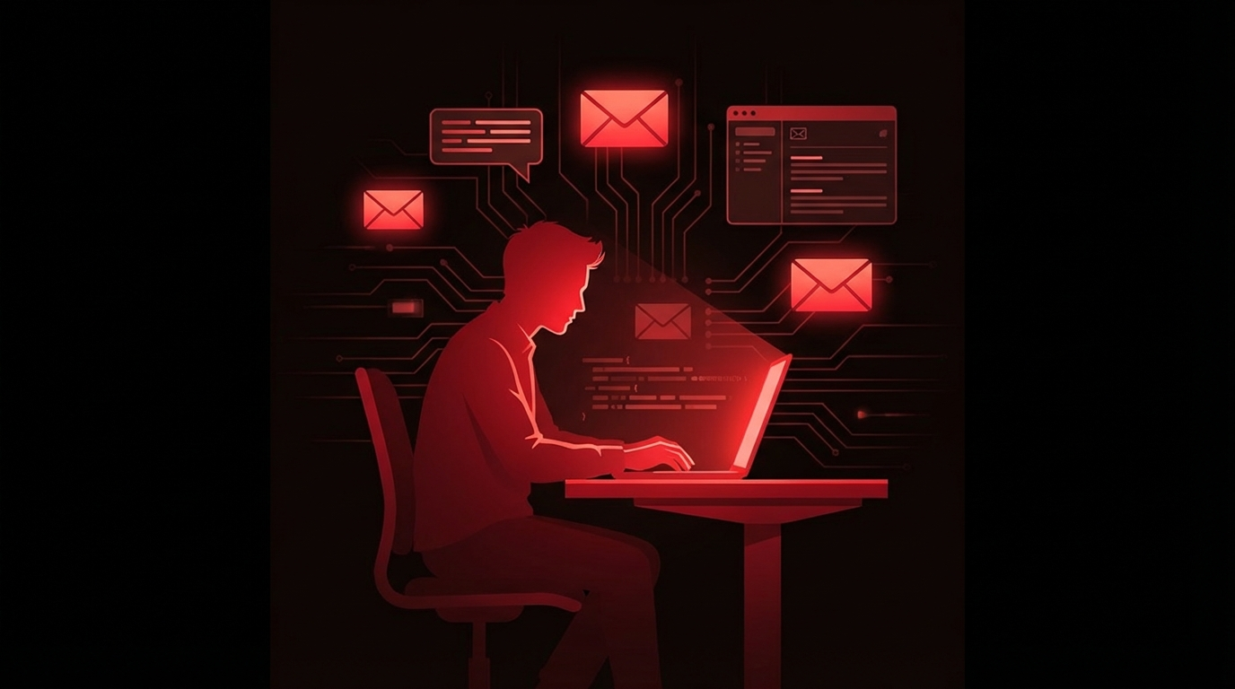 Developer working on salary negotiation email at desk