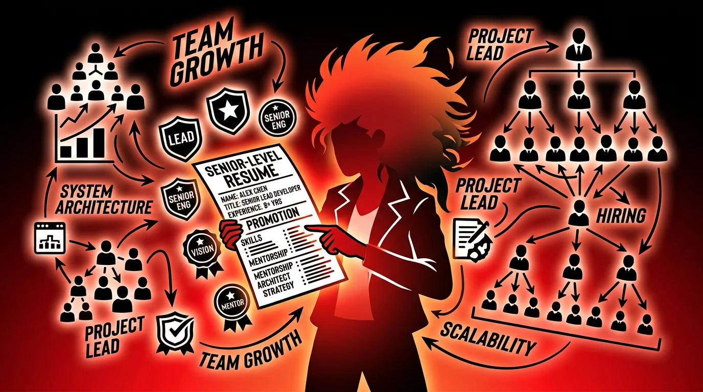 Senior software engineer confidently reviewing their resume before a job interview