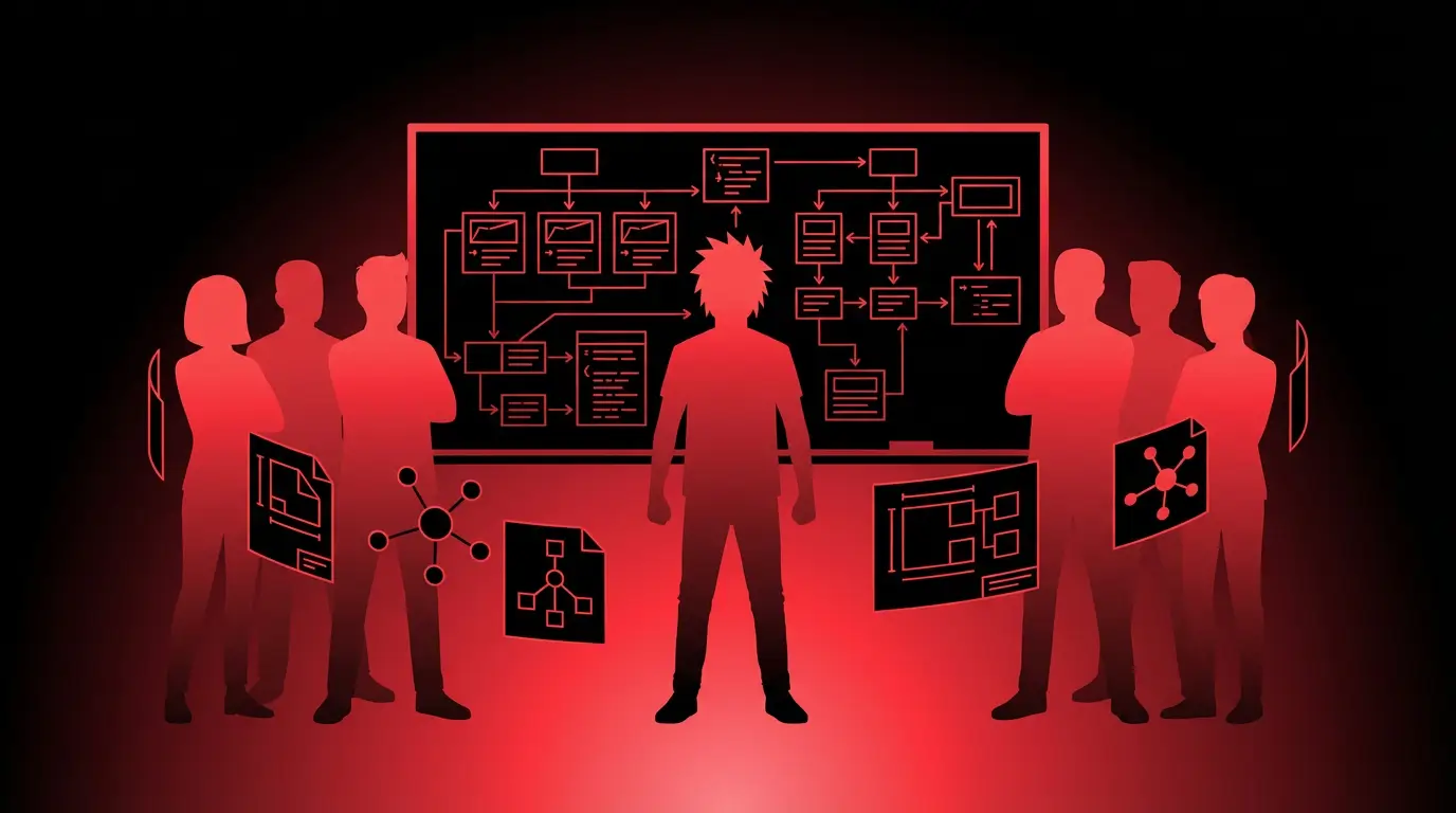 Rockstar developer building software architecture diagrams with multiple system components