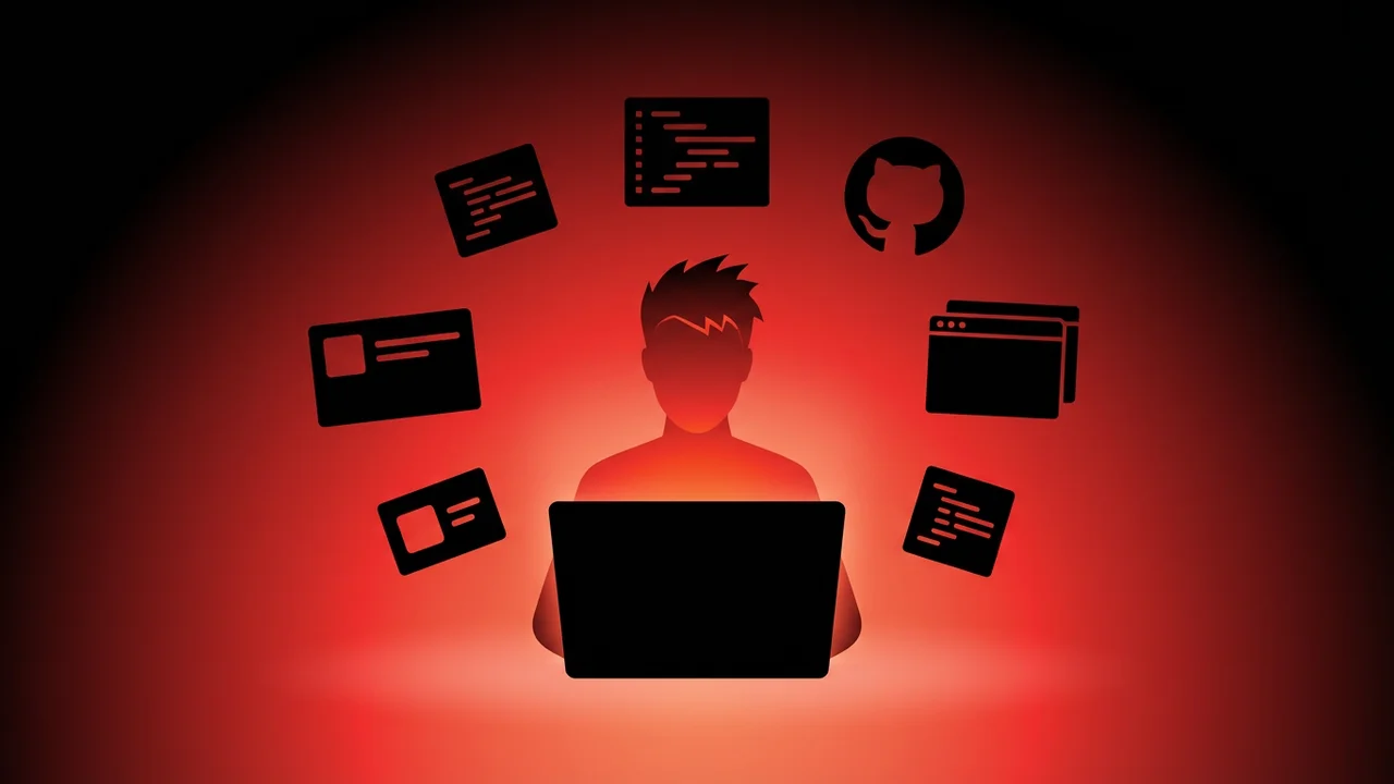 Rockstar developer building their portfolio on a glowing screen